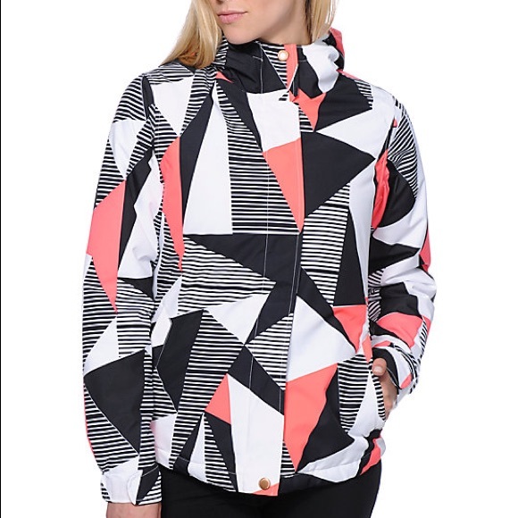 Aperture Jackets & Blazers - NWOT Geometric Coral Black Ski Snowboard Jacket